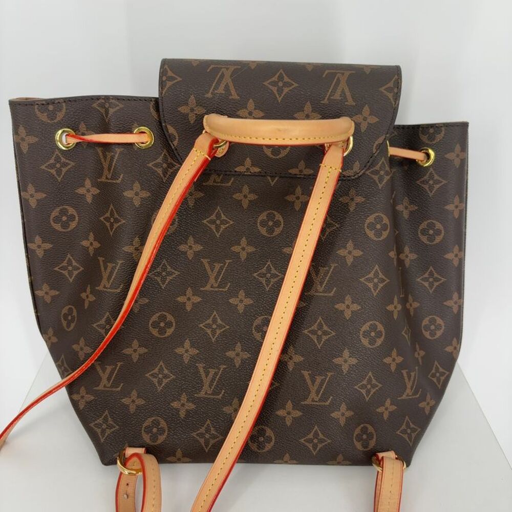 Louis Vuitton Brown Monogram Canvas Backpack with Tan Trim